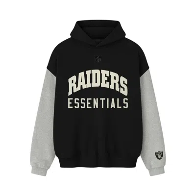 Pre-owned Essentials Fear Of God  Raiders Sport Hoodie 'black/concrete Heather' | Men's Size L