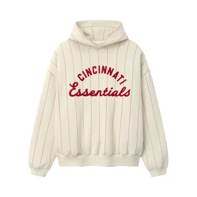 Pre-owned Essentials Fear Of God  Reds Sport Hoodie 'oat W Red Pinstripes' | Cream | Men's Size S In White