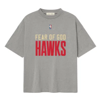 Essentials Fear Of God  Relaxed 90s Fit Ss25 Long-sleeves T-shirt  'hawks' In Gray