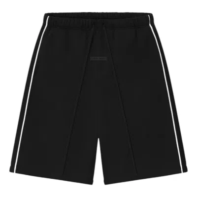 Essentials Fear Of God  Relaxed Fleece Sweatshort With Piping 'jet Black Cloud White'