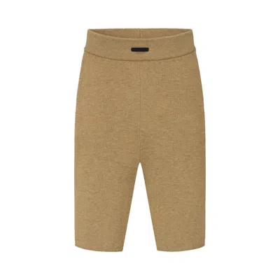 Pre-owned Essentials Fear Of God  Rib Knit Bike Short 'dune' | Tan | Women's Size L