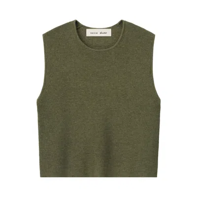 Pre-owned Essentials Fear Of God  Rib Knit Crop Top 'moss' | Green | Women's Size L