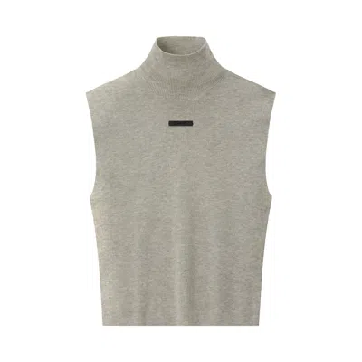 Pre-owned Essentials Fear Of God  Rib Knit Standing Collar Sleeveless Tank 'pyrite Heather' | Men's Size Xl