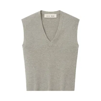 Pre-owned Essentials Fear Of God  Rib Knit V-neck Cropped Tank 'pyrite Heather' | Women's Size M