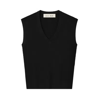 Pre-owned Essentials Fear Of God  Rib Knit V-neck Cropped Tank 'vintage Black' | Women's Size S