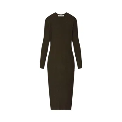 Pre-owned Essentials Fear Of God  Rib Long-sleeve Dress 'brown' | Women's Size L