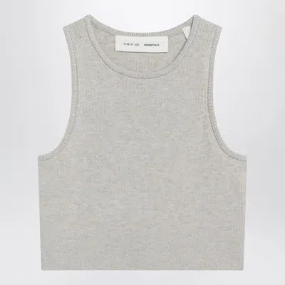 Essentials Fear Of God  Ribbed Greige Cropped Top In Gray