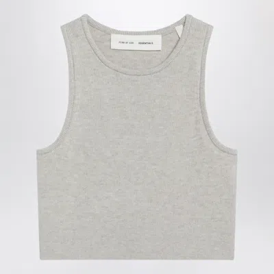 Essentials Rib Knit Cropped Tank Top In Gray