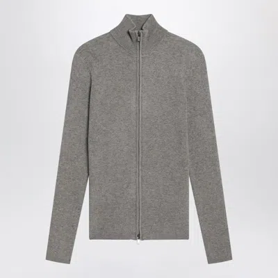 Essentials Fear Of God  Ribbed Grey Zip Cardigan In Gray