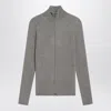 Essentials Logo Patch Ribbed Zip-up Cardigan In Gray