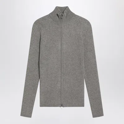 ESSENTIALS FEAR OF GOD ESSENTIALS RIBBED GREY ZIP CARDIGAN