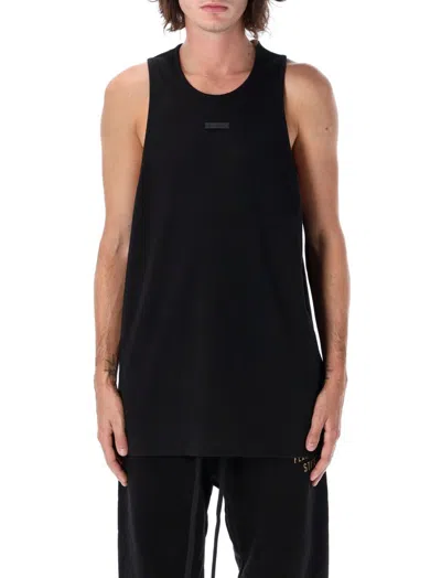 Essentials Logo-appliqué Cotton Tank Top In Black
