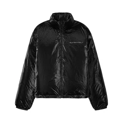 Pre-owned Essentials Fear Of God  Ripstop Nylon Puffer Jacket 'metallic Black' | Men's Size Xxl