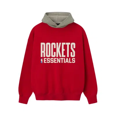Pre-owned Essentials Fear Of God  Rockets Sport Hoodie 'red/concrete Heather' | Men's Size Xs