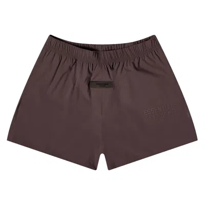 Pre-owned Essentials Fear Of God  Running Nylon Short 'plum' In Brown