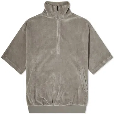 Essentials Fear Of God  Short-sleeved Velour Sweatshirt In Gray
