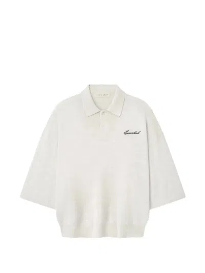 Essentials Fear Of God  "signature 3/4 Sleeve 90`s" Knit Polo In Neutral