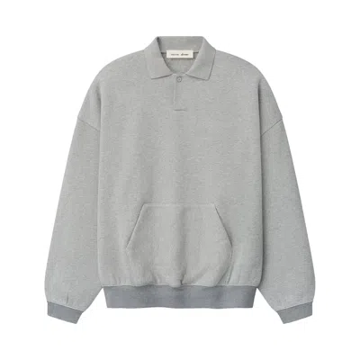 Pre-owned Essentials Fear Of God  Signature 90's Polo Sweatshirt 'heather/dark Concrete Heather' | Grey | Men's In Gray