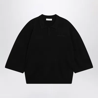 Essentials Fear Of God  Signature 90sstyle Knit 3/4sleeve Polo In Black