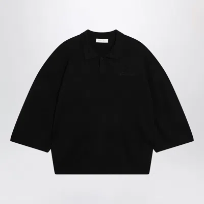 Essentials Fear Of God  Signature 90s-style Knit 3/4-sleeve Polo In Black