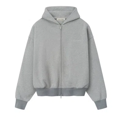 Pre-owned Essentials Fear Of God  Signature Classic Full Zip Hoodie 'concrete Heather' | Grey | Men's Size S In Gray