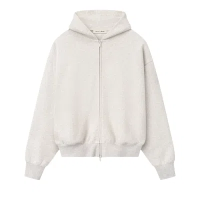 Pre-owned Essentials Fear Of God  Signature Classic Full Zip Hoodie 'oatmeal/light Heather' | Cream | Men's Siz In White