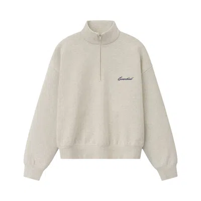 Pre-owned Essentials Fear Of God  Signature Classic Half Zip Sweatshirt 'marble Heather' | Tan | Men's Size M