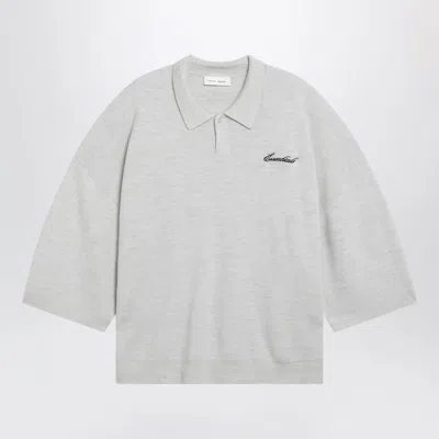 Essentials Fear Of God  Signature Knit Polo With 3/4 Sleeves In Mélange Beige In White