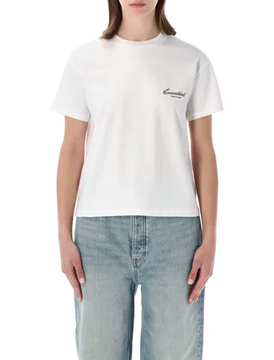 Essentials Fear Of God  Signature Logo Classic T-shirt With Puff-print Mini Graphic In Bianco