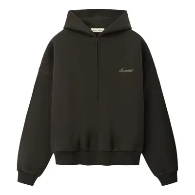 Essentials Fear Of God  Signature Lounge Half Zip Hoodie 'ink Black'