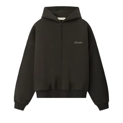 Pre-owned Essentials Fear Of God  Signature Lounge Half Zip Hoodie 'ink Black' | Men's Size M