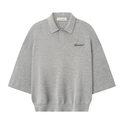 Pre-owned Essentials Fear Of God  Signature Quarter Sleeve 90's Knit Polo 'concrete Heather' | Grey | Men's Siz In Gray