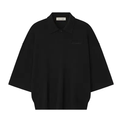 Pre-owned Essentials Fear Of God  Signature Quarter Sleeve 90's Knit Polo 'vintage Black' | Men's Size S