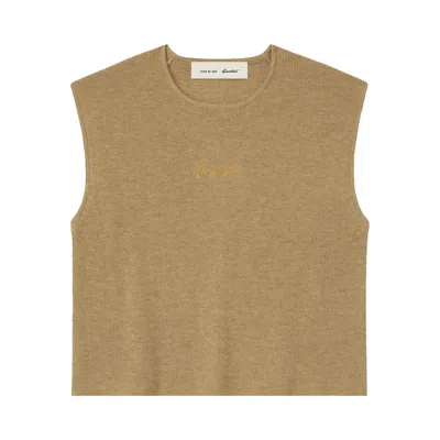 Pre-owned Essentials Fear Of God  Signature Rib Knit Cropped Top 'dune' | Tan | Women's Size Xs