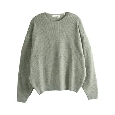 Pre-owned Essentials Fear Of God  Signature Waffle 90's Crewneck Sweater 'concrete Heather' | Grey | Men's Size In Gray