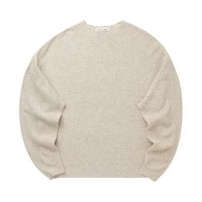 Pre-owned Essentials Fear Of God  Signature Waffle 90's Crewneck Sweater 'oatmeal Heather' | Cream | Men's Size In White
