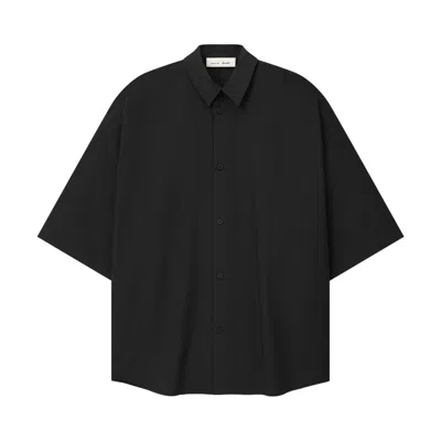 Pre-owned Essentials Fear Of God  Silk Blend 3/4 Sleeve Button Up Shirt 'vintage Black' | Men's Size M
