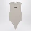 Essentials Sleeveless Logo-plaque Bodysuit In Gray