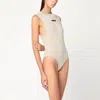 Essentials Sleeveless Greige Cotton-blend Bodysuit In Neutral