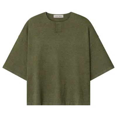 Pre-owned Essentials Fear Of God  Soft Knit Short Sleeve Henley 'moss' | Green | Men's Size S