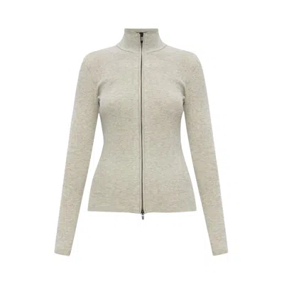 Pre-owned Essentials Fear Of God  Soft Rib 2-way Zip Up Jacket 'heather Stone' | Grey | Women's Size M