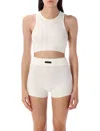 Essentials Round-neck Ribbed-knit Tank Top In White