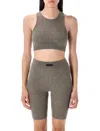 Essentials Crew-neck Ribbed Tank Top In Gray