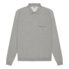 Essentials Fear Of God  Ss21 Long Sleeve French Terry Polo Shirt 'dark Heather Oatmeal' In Gray