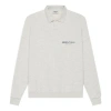 Essentials Fear Of God  Ss21 Long Sleeve French Terry Polo Shirt 'light Heather Oatmeal' In White