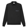 Essentials Fear Of God  Ss21 Long Sleeve French Terry Polo Shirt 'stretch Limo' In Black