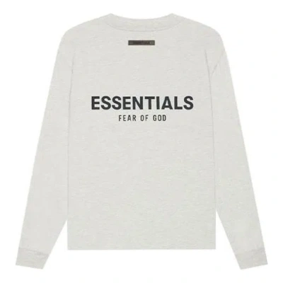 Essentials Fear Of God  Ss21 Long Sleeve T-shirt 'light Heather Oatmeal' In White