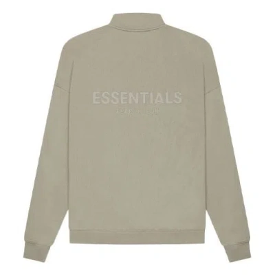 Essentials Fear Of God  Ss21 Mockneck Half Zip 'moss' In Gray