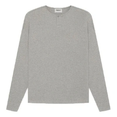 Essentials Fear Of God  Ss21 Thermal Henley Long Sleeve Dark Heather Oatmeal In Gray