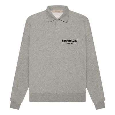 Essentials Fear Of God  Ss22 Long Sleeve Polo Shirt 'dark Oatmeal' In Gray